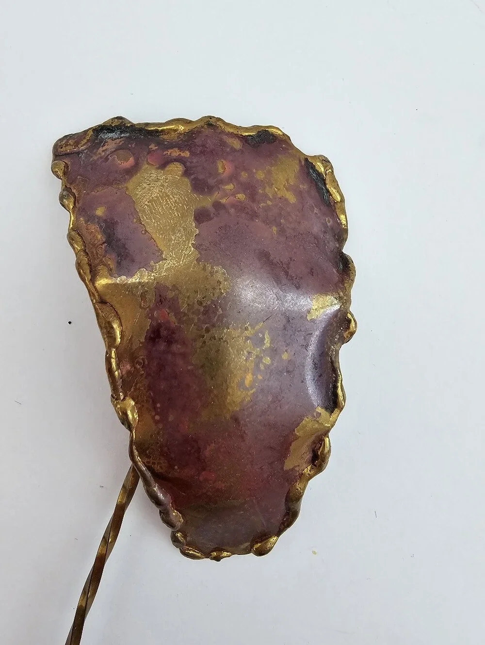 Vintage Brenda Peo Signed Flame Painted Copper Stick Pin, Bpeo Southwestern